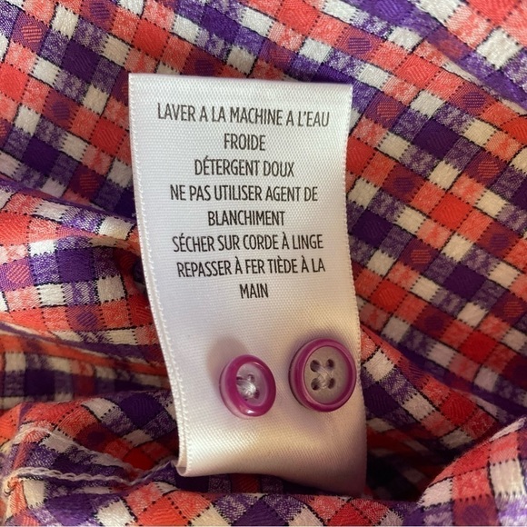 ROBERT GRAHAM Purple Pink Checkered Cotton Mens XL Long Sleeve Shirt w/Contrast - Picture 8 of 11